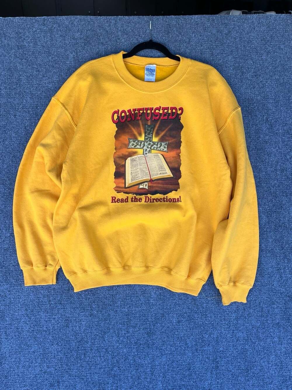 Vintage 2005 Gildan Religious Sweatshirt "Confused? Read the Directions!"